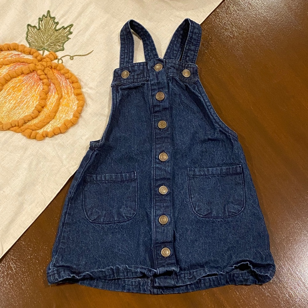 Max Studio Navy Kids Overalls with Button Detail